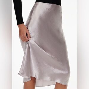 BABATON MIDI CRINKLED SATIN SLIP SKIRT